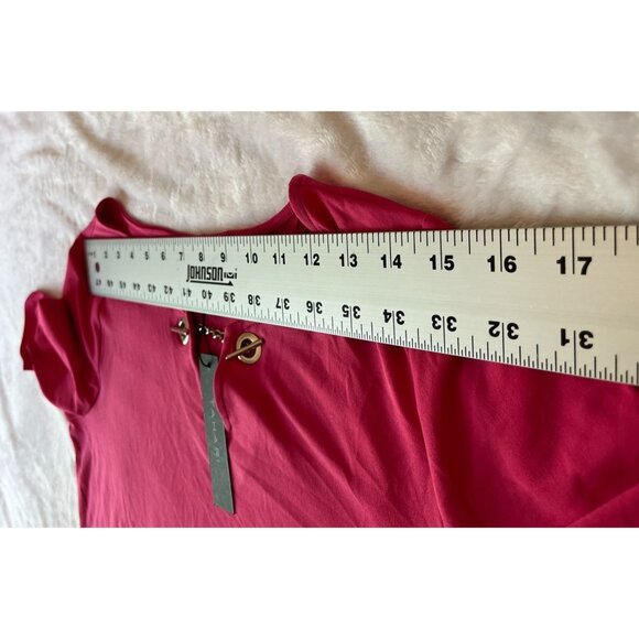 Tahari Womens Pink Short-Sleeve Keyhole Neck Top Medium Stretch Lightweight New - Picture 4 of 8